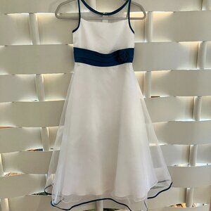 Children's Alfred Angelo White & Teal Formal Dress Size 10
